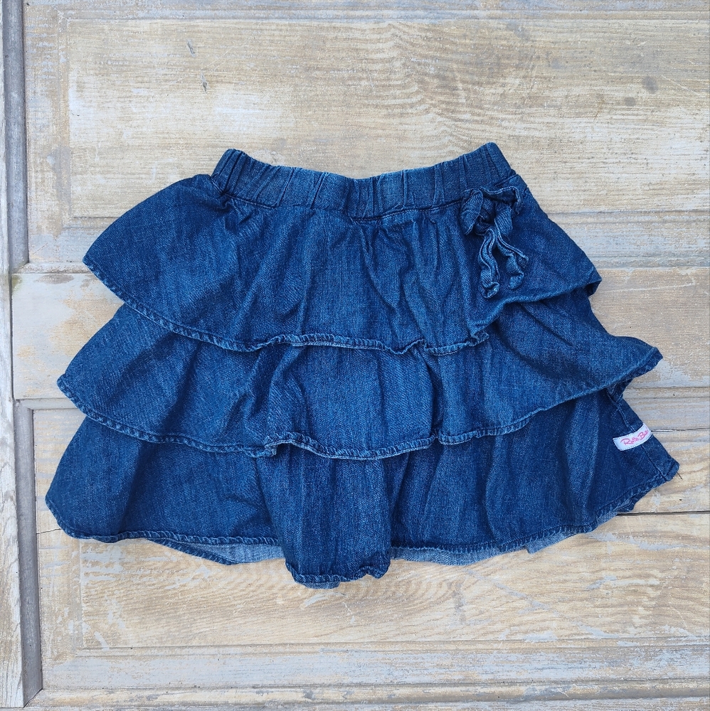 Blue Denim Ruffle Butts Skirt
